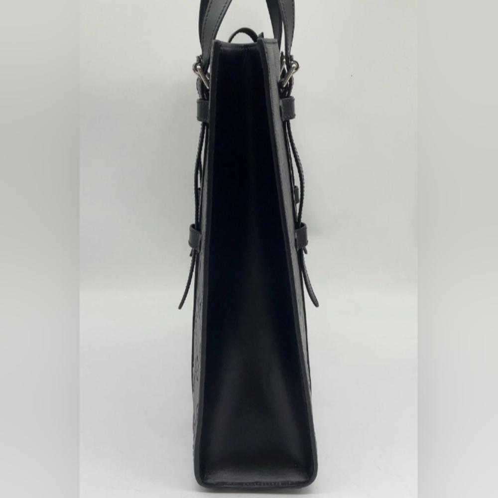 SALE! Authentic Gucci GG Black Embossed Leather Briefcase Tote W Dust Bag UNISEX - Picture 13 of 15